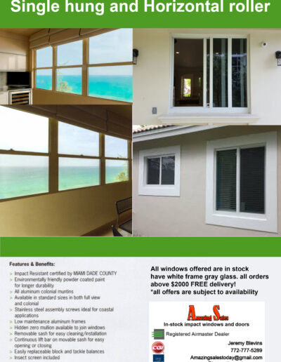 Single Hung and Horizontal Roller | best impact windows installation Port Saint Lucie